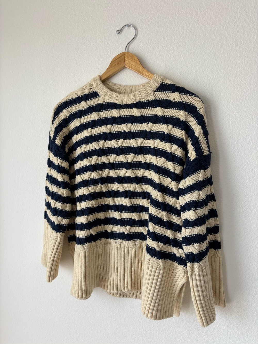 Madewell Navy Cable-Knit Striped Sweater (NWT)